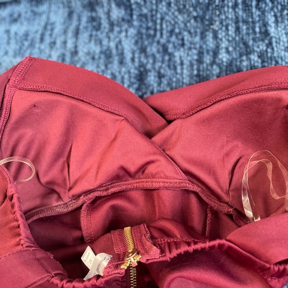 Emerald Sundae Burgundy Cross-Bodice Gown - Picture 7 of 11